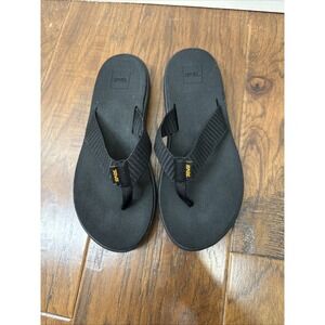 Teva Mush Flip Flops Sandals Women's 8 Black Y2K Beach Foam Lightweight Vacation